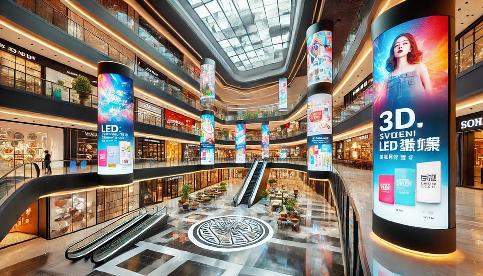 Pantallas publicitarias en centros comerciales